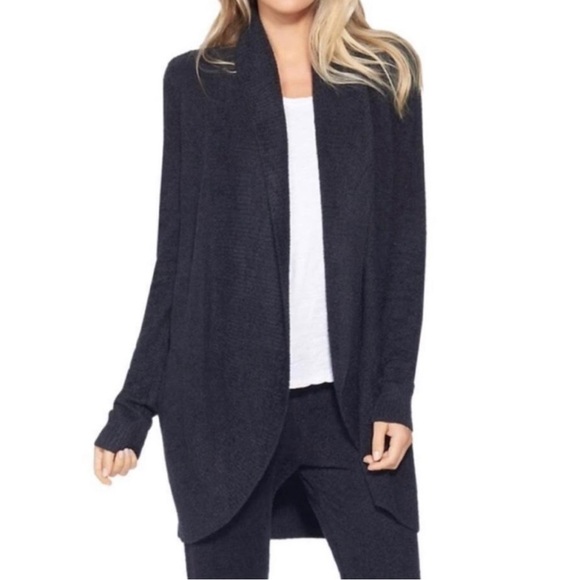 Barefoot Dreams CozyChic Lite Charcoal Gray Open Front Cardigan - Picture 1 of 12